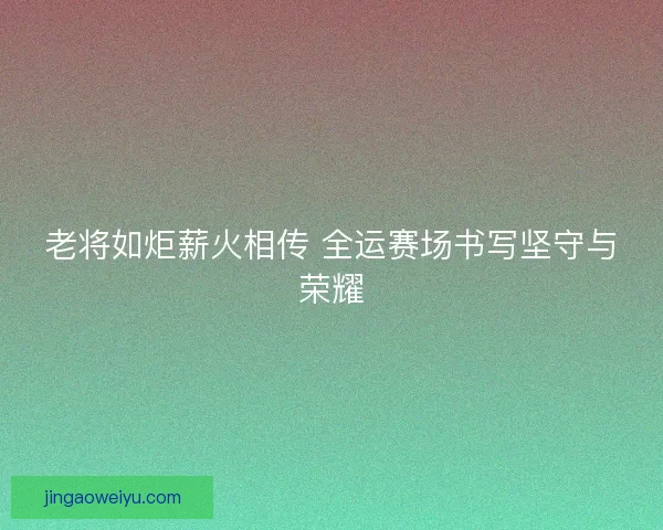 老将如炬薪火相传 全运赛场书写坚守与荣耀