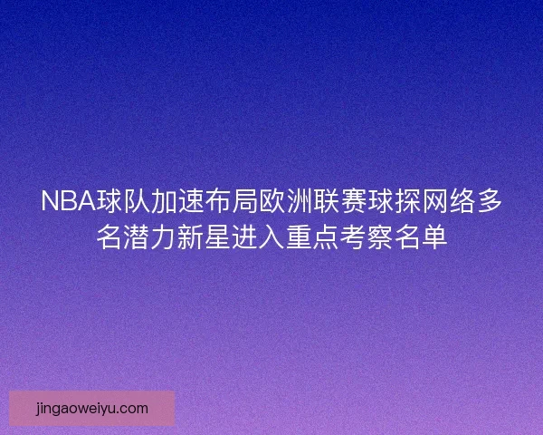 NBA球队加速布局欧洲联赛球探网络多名潜力新星进入重点考察名单